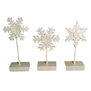 Set of 3 Winter's Blush Glitter Pedestal Snowflake Christmas Decorations 15 - All
