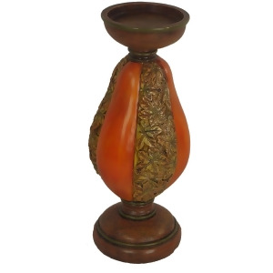 12.5 Rustic Pumpkin and Glittery Autumn Leaf Pillar Candle Holder - All