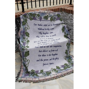 The Lord's Prayer Religious Grape Vine Tapestry Throw Blanket 50 x 60 - All