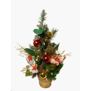 2' Poinsettia and Ball Ornament Pre-Lit Decorated Christmas Tree Clear Lights - All