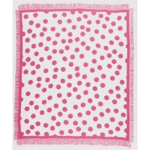 Pink Polka Dots Girly Teen Afghan Throw Blanket 50 x 60 - All