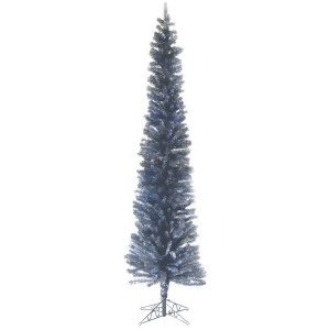 7.5' Blue Gold Pencil Tinsel Artificial Christmas Tree - All