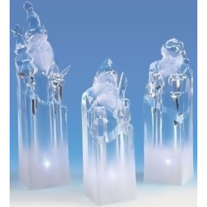 Pack of 3 Icy Crystal Led Lighted Santa Claus Block Figures 8.5 - All