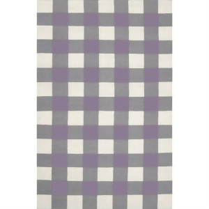 2' x 3' Simple Plaid Charcoal Gray and Purple Wool Area Throw Rug - All