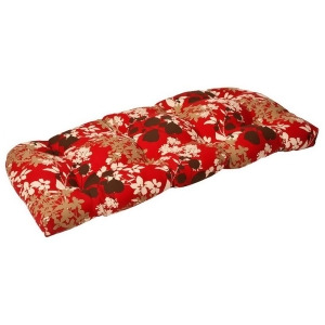 Outdoor Patio Furniture Wicker Loveseat Cushion Tropical Red Flower - All