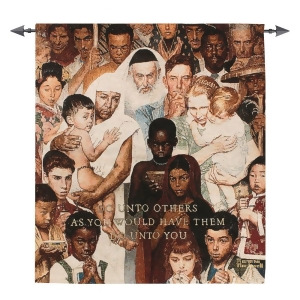 Norman Rockwell The Golden Rule Inspirational Wall Hanging Tapestry 43 x 38 - All