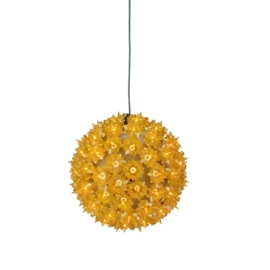7.5 Yellow Lighted Gold Hanging Starlight Sphere Ball Christmas Decoration - All
