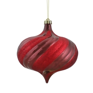 4Ct Shiny Burgundy Glitter Swirl Shatterproof Onion Christmas Ornaments 5.75 - All