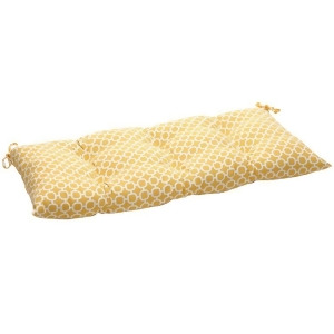 44 Eco-Friendly Yellow and White Geometric Outdoor Tufted Loveseat Cushion - All