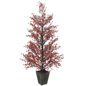 51 Potted Red Black Glittered Berry Christmas Topiary Tree #Xbz728-re - All