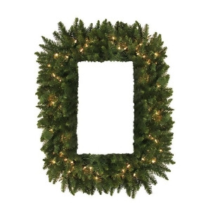 36 Pre-Lit Camdon Fir Rectangular Artificial Christmas Wreath Clear Led Lights - All
