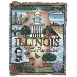 Illinois The Prairie State Tapestry Throw Blanket 50 x 60 - All