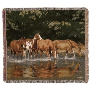 Reflections Horse Herd Tapestry Afghan Throw Blanket 50 x 60 - All