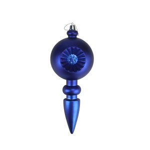 4Ct Matte Royal Blue Retro Reflector Shatterproof Christmas Finial Ornaments - All