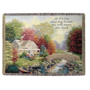 Autumn Tranquility Religious Inspirational Tapestry Throw Blanket 50 x 60 - All