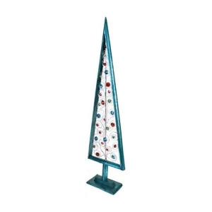 27 Christmas Whimsy Turquoise Blue Holiday Tree with Multi-Colored Jewels - All