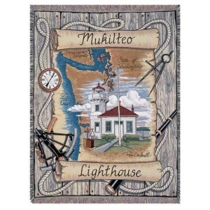 Mukilteo Washington Lighthouse Colorful Tapestry Throw Blanket 50 x 60 - All