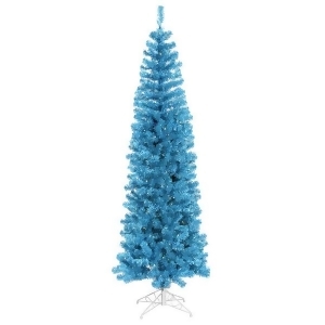 10' Pre-Lit Sparkling Sky Blue Artificial Pencil Christmas Tree Blue Lights - All