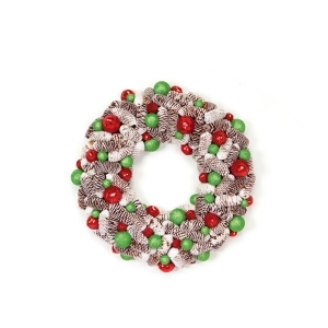 21 Candy Crush Frosted Pine Cone and Ball Ornament Artificial Christmas Wreath - All