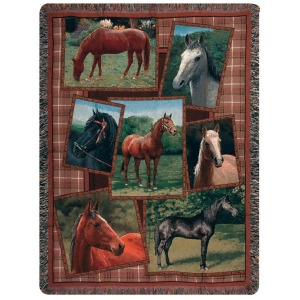 Majestic Country Equestrian Horses Tapestry Throw Blanket 50 x 60 - All