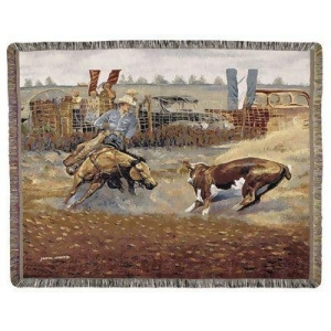 Western Cowboy Rodeo Scene Tapestry Throw 50 x 60 - All