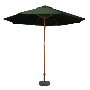 9' Outdoor Patio Market Umbrella Hunter Green and Cherry Wood - All