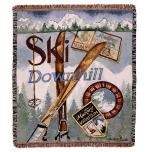 Vintage Skiing Winter Sports Tapestry Throw Blanket 50 x 60 - All