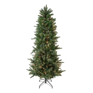 6.5' Pre-Lit Slim Vermont Fir Instant Shape Artificial Christmas Tree Clear - All