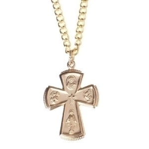 Gold Religious Four-Way Cross Pendant Necklace 24 - All