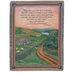 Irish Blessing Emerald Isle Countryside Tapestry Throw Blanket 50 x 60 - All