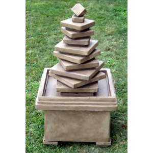 5' Cascading Concrete Stacked Slate Square Outdoor Garden Water Fountain - All