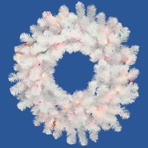 48 Pre-Lit Crystal White Artificial Spruce Christmas Wreath Multi Lights - All