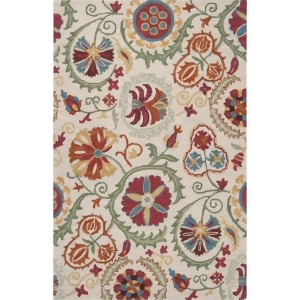 2' x 3' Bohemian Summer Old Gold and Carmine Red Wool Area Throw Rug - All
