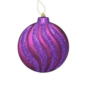 6Ct Matte Purple Glitter Swirl Shatterproof Christmas Disc Ornaments 6.25 - All