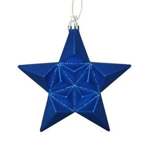 12Ct Matte Lavish Blue Glittered Star Shatterproof Christmas Ornaments 5 - All