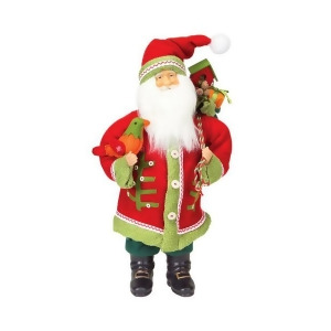 20 Festive Red and Green Santa Claus with Bird Table Top Christmas Figure - All