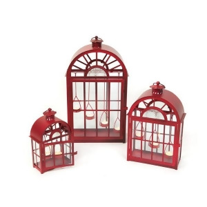 Set of 3 Eco Country Red Christmas Tea Light Candle Lanterns - All