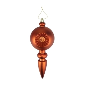 4Ct Matte Orange Retro Reflector Shatterproof Christmas Finial Ornaments 7.5 - All