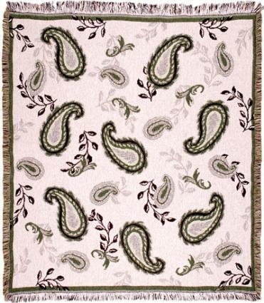 Paisley - Avocado Afghan Throw Blanket 50