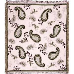 Paisley Avocado Afghan Throw Blanket 50 x 60 - All