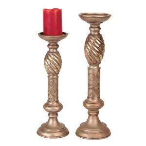 Set of 2 Seasons of Elegance Classical Champagne Gold Finish Pillar Candlesticks - All