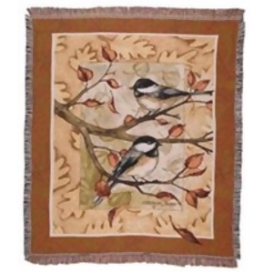 Autumn Chickadee Fall Birds Tapestry Throw Blanket 50 x 60 - All