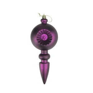 4Ct Matte Purple Retro Reflector Shatterproof Christmas Finial Ornaments - All