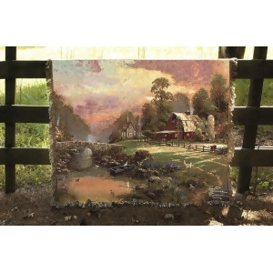 Sunset at Riverbend Farm Thomas Kinkade Tapestry Throw Blanket 50 x 60 - All