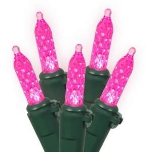 Set of 70 Pink Led M5 Mini Christmas Lights Green Wire - All