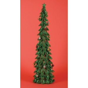 3' Lighted Pre-Decorated Looped Green Glitter Christmas Tree Decoration - All