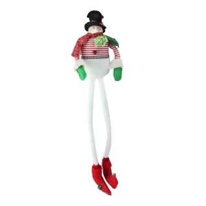 24 Whimsical Red Green Poseable Plush Snowman Christmas Shelf Sitter - All