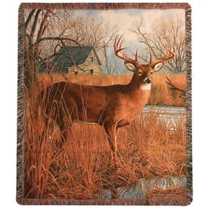 His Side of The River Majestic Winter Deer Tapestry Throw Blanket 50 x 60 - All