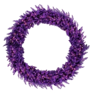 5' Pre-Lit Purple Ashley Spruce Christmas Wreath Clear Purple Lights - All
