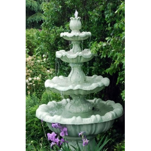 8' Calypso Cast Stone Concrete 4-Tier Outdoor Garden Water Fountain - All